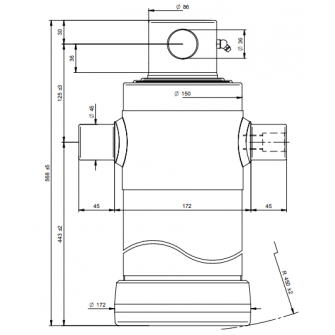 Teleskopski cilinder 3 stopnje 16 ton 1273 mm z luknjo 4036F